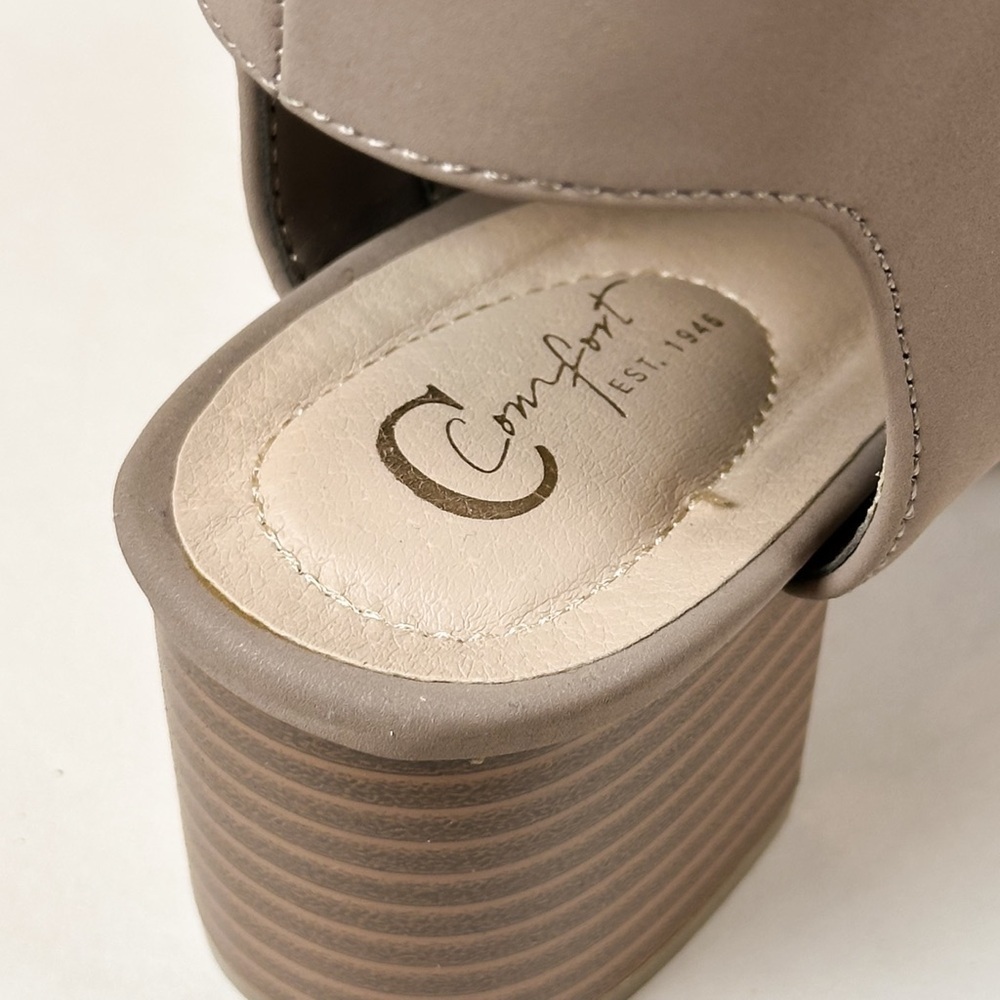 C Comfort EST. 1946 Taupe Gray Slingback Block Heel Sandal Booties - Picture 9 of 10